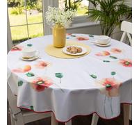 D-C-Fix Poppyfield 140Cm Round Eco Line Pvc Free Polyester Tablecloth