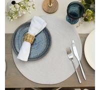 D-C-Fix Wipe Clean Woven Round Placemats Stone Set Of 6 37Cm