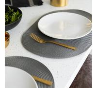 D-C-Fix Wipe Clean Woven Oval Placemats Steel Grey Set Of 6 29Cm X 44Cm