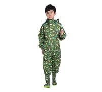 D C.Supernice Kids All in One Waterproof Suit Toddler Boys Girls One-Piece Puddle Rainsuit for Age 2-14 Green