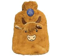 D&C Supplies Hairy Highland Cow Hot Water Bottle - Tan and Brown (Medium 2000 ml)