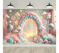 D candy balloon arch background banner suitable for birthdays holidays parties multiple sizes to choose from