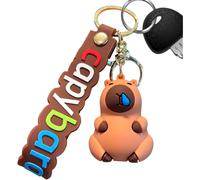 (D) Capybara Keychain | Funny Cartoon Capybara Keyring - 6.6cm Portable Capybara Bag Charm, Cute Animal Figure Key Chain Jewelry for Car House Keys