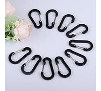 D Carabiner Mini Carabiner Hooks with Clips, Aluminium Small Carabiner for Camping/Fishing/Hiking (Black)