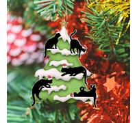 (D) Christmas Ornament Decorations Exaggeration Christmas Cats Tree Expression Pendant Holiday Christmas Tree Car Acrylic Handicraft Ornament Pendant Deco