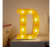 (D) Christmas Ornament Novelty Decorations LED Letter Lights Sign Light Up For Home Party Decoration Light Up Letters Alphabet Letter Sign Battery Powered