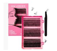 D-Curl Eyelash Clusters 9-16mm for DIY Extensions - 300Pcs Mixed Density & Lengths with Pink Tray & Precision Tweezer, Soft Lightweight Fibres for a Natural Fluffy Look at Home, Ideal for Beginners
