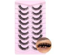D Curl Wispy Russian Strip Lashes - Natural Look, Fluffy Volume, Faux Mink, Cat Eye, 9 Pairs