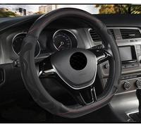 D Cut Steering Wheel Cover - D Shaped Flat Bottom Microfiber Leather Anti-Skid Breathable Fit 14.5"-15" (Black)