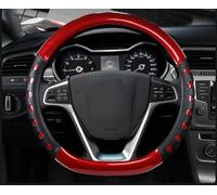 D Cut Steering Wheel Cover - D Shaped Flat Bottom Microfiber Leather Anti-Skid Breathable Fit 14.5"-15" (Red)