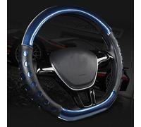 D Cut Steering Wheel Cover - D Shaped Flat Bottom Microfiber Leather Anti-Skid Breathable Fit 14.5"-15" (Blue)