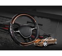 D Cut Steering Wheel Cover - D Shaped Flat Bottom Microfiber Leather Anti-Skid Breathable Fit 14.5"-15" (Coffee)