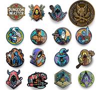 D&D 5E Enamel Pins Set of 15 - Fantasy RPG Badge Collection for Dungeon Masters & Players | Dungeons and dragons,TRPG Lovers & Nerd Collectors - D20 Dice, Character Class, DM Pins