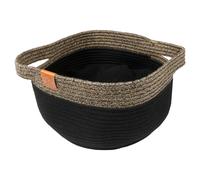 D&D Cat Basket Cotton Rope Black 35x35x22 Cm With Teddy Fur Cushion Modern