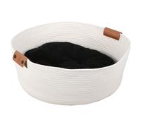 D&D Cat Basket Tres White 57x57x20cm for Big Cats With Reversible Pillow Cotton