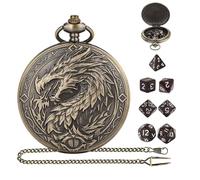 D&D Dice Set, with 7PCS Metal Dice for DND, Portable Mini DND Dice Set with Pocket Watch Case, Compatible with Dungeons and Dragons RPG Role Playing Board Games Accessories (Bright, Gold)