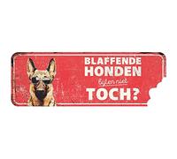 D&D Home, Warning Sign 40 x 13 x 0.3 cm Dutch Version Red Background Metal Warning Sign Rust Resistant Funny Text