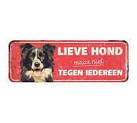 D&D Home, Warning Warning Sign 40 x 13 x 0.3 cm Dutch Version Red Background Rust Resistant Metal Sign with Funny Text