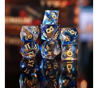 D&D Quicksand Resin Sharp Edge Dice Set - 7pcs Handmade for Dungeons and Dragons, MTG, RPG, Ttrpg, Pathfinder - Polyhedral D20 D12 D10 D8 D6 D4 With Box