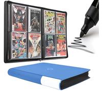 D DACCKIT Premium Comic Binder，Comic Book Album with Sleeves Fits Regular Comics and Comic Bagged and Boarded - Comic Storage Binder Holds 96 Comic Books（Model C，Sky Blue）