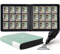 D DACCKIT Top Loader Binder 12 Pocket - Fits 480 Cards，12 Pocket Top Loader Binders for Cards with Sleeves Compatible with 3" X 4" Rigid Card Holders for Trading Cards or Sports Cards - Asakusa Green