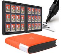 D DACCKIT Toploader Binder 12 Pocket - Fits 480 Cards,12 Pocket Top Loader Binders for Cards with Sleeves Compatible with 3" X 4" Rigid Card Holders for Trading Cards or Sports Cards - Bright Orange