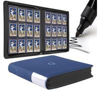 D DACCKIT Toploader Binder 12 Pocket - Fits 480 Cards,12 Pocket Top Loader Binders for Cards with Sleeves Compatible with 3" X 4" Rigid Card Holders for Trading Cards or Sports Cards - Navy Blue
