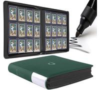D DACCKIT Toploader Binder 12 Pocket - Fits 480 Cards,12 Pocket Top Loader Binders for Cards with Sleeves Compatible with 3" X 4" Rigid Card Holders for Trading Cards or Sports Cards - Blackish Green