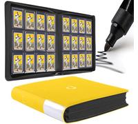 D DACCKIT Toploader Binder 12 Pocket - Fits 480 Cards,12 Pocket Top Loader Binders for Cards with Sleeves Compatible with 3" X 4" Rigid Card Holders for Trading Cards or Sports Cards - Golden Yellow