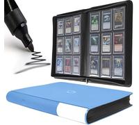 D DACCKIT Toploader Binder, Holds 288 Toploaders - 9 Pocket Top Loader Binder for 3" x 4" Rigid Card Holders for Trading Cards or Sports Cards - Model C，Sky Blue