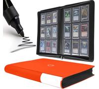 D DACCKIT Toploader Binder, Holds 288 Toploaders - 9 Pocket Top Loader Binder for 3" x 4" Rigid Card Holders for Trading Cards or Sports Cards - Model C,Bright Orange