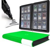 D DACCKIT Toploader Binder, Holds 288 Toploaders - 9 Pocket Top Loader Binder for 3" x 4" Rigid Card Holders for Trading Cards or Sports Cards - Model C，Brilliant Green
