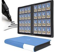 D DACCKIT Toploader Binder, Holds 640 Toploaders - 16-Pocket Top Loader Binder for 3" x 4" Rigid Card Holders for Trading Cards or Sports Cards（Model A，Sky Blue）