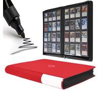 D DACCKIT Trading Card Binder - Premium 16 Pocket Card Binder with Sleeves for Trading Cards & Sports Cards, Ringless Card Album Fits 1408 Cards（Model A，Classic Red）