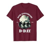 D-Day 80th Anniversary 2024, Military Action D-Day 6th June T-Shirt, Men, Burgundy, Small