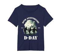 D-Day 80th Anniversary 2024, Military Action D-Day 6th June T-Shirt, Women's Plus, Navy Blue, 2X