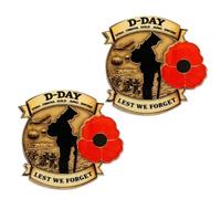 D-DAY 80th Commemorative Badge, 2 D Day 80th Pin Badge,World War Souvenir Decoration,Memorial Veterans Pins Accessories Souvenir Decoration Badge