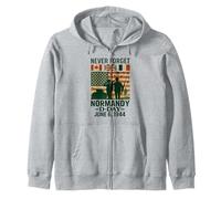 D-Day 81st Anniversary Normandy 1944 Military Tribute Men Zip Hoodie