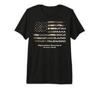 D-Day 82nd Anniversary Normandy D-Day Beaches USA Camo Flag Premium T-Shirt