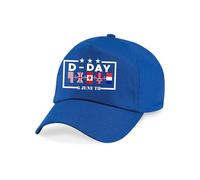 D-Day Baseball Cap - 6th June WW2 Remembrance Normandy Landings Invasion 81st Anniversary 1944-2025 UK Flag Gift Unisex Baseball Hat (Bright Royal)