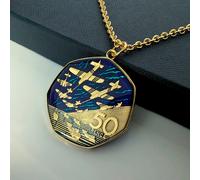 D-Day Fifty Pence - Enamelled Coin Necklace