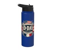 D-Day June 6, 1944 Normandy France Circular Allied Flags Stainless Steel Insulated Water Bottle