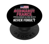 D-Day Normandy France Omaha Beach Utah Beach Never Forget PopSockets Adhesive PopGrip