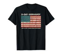 D-Day Normandy Omaha Utah Beaches 48 Star American Flag Aged T-Shirt