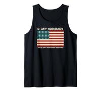 D-Day Normandy Omaha Utah Beaches 48 Star American Flag Tank Top