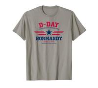 D-Day Stars and Stripes June 6, 1944 Honor Red & Blue Print T-Shirt