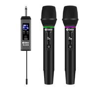 D Debra 2.4G Wireless Microphone Set with Dynamic RGB Lighting, 2 Handheld Mics, 50m Range, 99 Anti-Interference Channels, Heart-Shaped Pickup for Home Karaoke & Parties