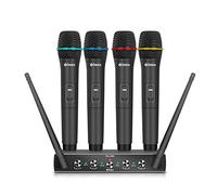 D Debra Audio Pro UHF 4-Channel Wireless Mic System, 4 Handheld Mics, Metal Receiver for Karaoke, Church, Party (Set A with 4 Handheld)