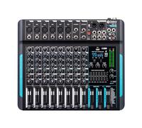 D Debra Stereo Audio Mixer 10 Channel, DP-10 Professional Stereo Mixer with 99 DSP Reverb, 7-Band EQ, USB, 48V Phantom Power, One-Click Mute for Karaoke Studio Streaming Recording (10 Channel)
