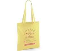 D Design Invent Print! 100th Birthday Gift Bag for Men Women Funny Gift Tote Shopping Bag Keepsake Age 100 Present 42cm x 38cm (Cotton, Lemon)